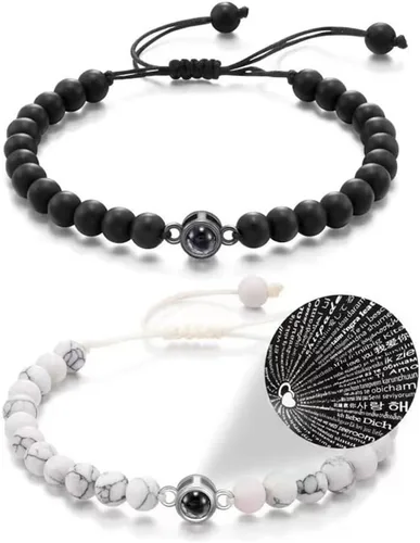 Miniatura 7 de Elegante pulsera de proyección de cristales que muestra I Loves You en 100 idiomas, gran regalo para amantes y parejas de uso diario