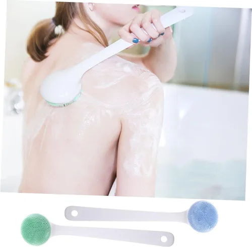 Miniatura 4 de FOMIYES Cepillo de baño de mango largo 2 unids cepillo corporal para exfoliante de silicona para limpieza de masaje de baño