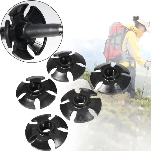 Miniatura 8 de Vbest Life Paquete de 5 cestas para bastón de senderismo, bastón de goma, accesorio para bastón de nieve, barro, cesta de arrastre para bastón