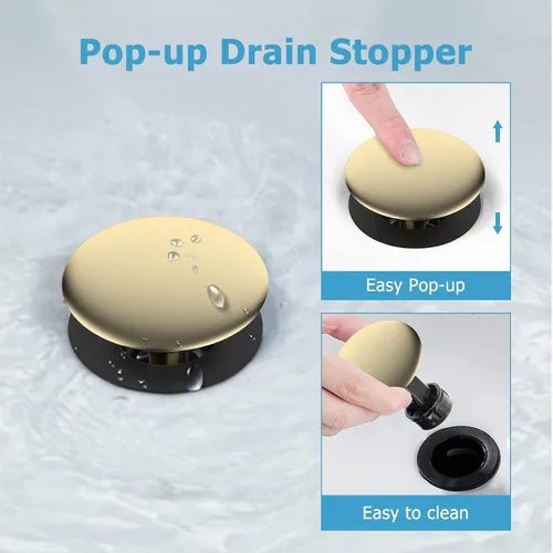 Miniatura 3 de Grifos clásicos de baño para fregadero de 3 agujeros, grifo de baño de 8 pulgadas, grifo de baño de oro cepillado generalizado con drenaje