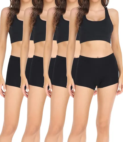 wirarpa Calzoncillos tipo bóxer de algodón para mujer, pantalones cortos con entrepierna de algodón, paquete de 4