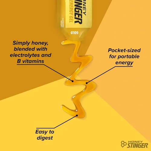 Miniatura 4 de Honey Stinger Gold Energy Gel, sin gluten y sin cafeína, para ejercicio, correr y rendimiento, nutrición deportiva para el hogar y el gimnasio, pre