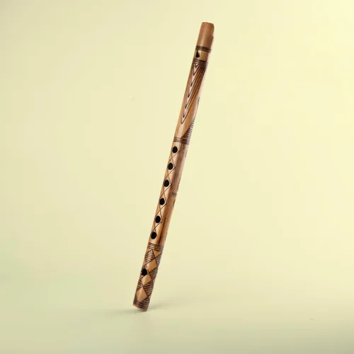 Miniatura 4 de Decorativo tradicional hecho a mano tallado a mano flauta de bambú de madera Basuri Instrumento musical indio para regalar y decoración