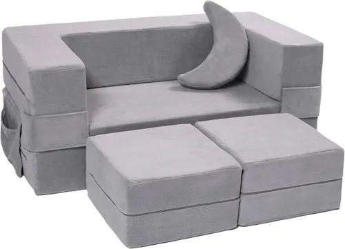 Elftopia Sofá Modular para Niños, Sofá para Niños Pequeños, Sillón de Espuma para Niños, Conjunto de Juego de Sofá de Felpa Convertible para Niños,