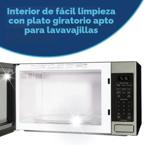 Miniatura 7 de Horno microondas de GE para encimera, capacidad de 1,150 vatios, 1.6 pies cúbicos, 8 ajustes de cocción automáticos, tecnología de bloqueo