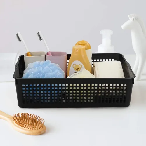 Miniatura 4 de Hespama 6 paquetes de cestas de almacenamiento de archivos de plástico, bandejas de cesta organizadora de papel negro A4 Organizing Basket Trays