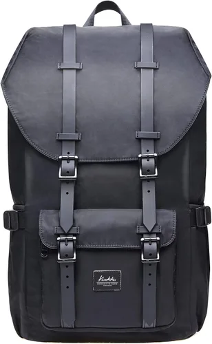 KAUKKO Mochila de viaje para laptop, mochila al aire libre, mochila causal para 15.6 pulgadas (nailon negro)