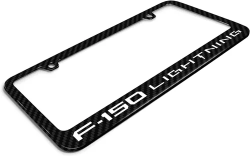 Miniatura 3 de iPick Image Compatible con marco de matrícula de fibra de carbono real Ford F-150 Lightning negro