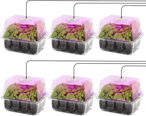 Miniatura 12 de Kit de inicio de semillas MIXC con luz de crecimiento, kit de bandeja para plántulas elevadas con cúpula de humedad ajustable y bandeja de celdas