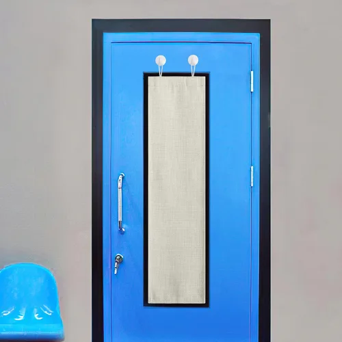 Miniatura 22 de NICETOWN Cortinas pequeñas para puerta francesa con ganchos autoadhesivos, cortinas opacas de lino sintético con aislamiento térmico para puertas