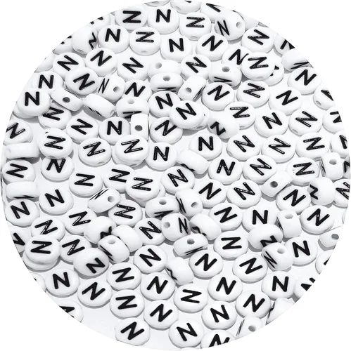 Miniatura 29 de Cuentas cuadradas de letras acrílicas de 0.236 x 0.236 pulgadas, cuentas A del alfabeto para pulseras, joyería, llavero DIY, 100