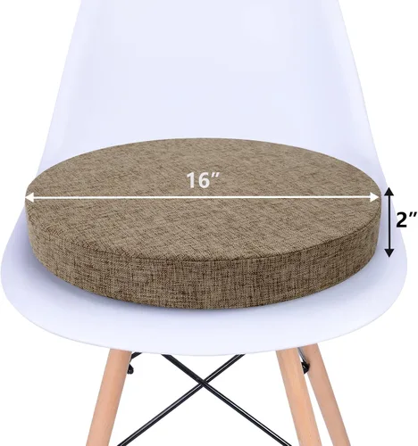 Miniatura 3 de Tromlycs Almohadilla de Cojín de Asiento Redondo para Silla de 14 Pulgadas para Sillas de Taburete Circular Cojín de Espuma Decorativo Beige