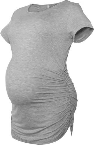 Miniatura 4 de Smallshow - Camiseta de maternidad para mujer, diseño de lados fruncidos, tipo túnica, prendas para el embarazo