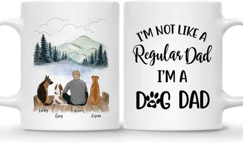 Miniatura 17 de Gossby Taza personalizada para papá con perro, Forever in My Heart, regalo personalizado para hombres amantes de los perros con diseño, nombres, 1