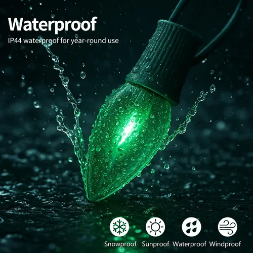 Miniatura 5 de C9 Luces de Cadena de Navidad, 25 pies 26 Bombillas Brillantes y Multicolores para Exteriores, Luces de Navidad para Techo, Patio, Jardín