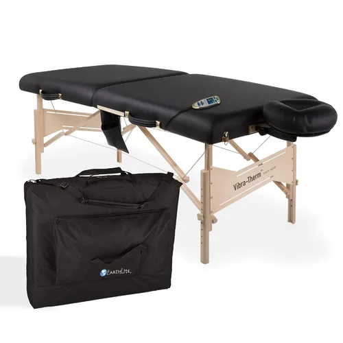 EarthLite Mesa de terapia deportiva Vibra-Therm - Vibración y calor integrados, recuperación y calentamiento mejorados, paquete completo, Negro