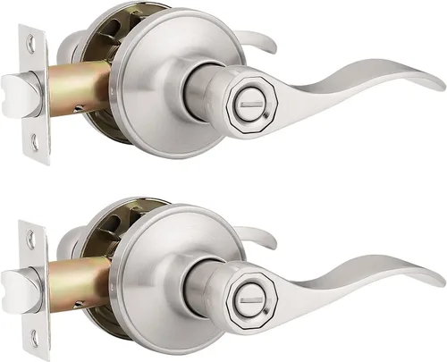 Miniatura 18 de Paquete de 3 manijas de puerta de privacidad para baño, sin llave, juego de cerraduras para puerta, reversible para derecha e izquierda; manijas