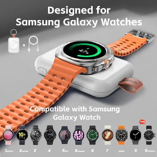Miniatura 2 de Cargador para Samsung Galaxy Watch, 1800mAh Cargador magnético de viaje portátil para Samsung Galaxy Watch 8/8 Classic/Ultra/7/6/6