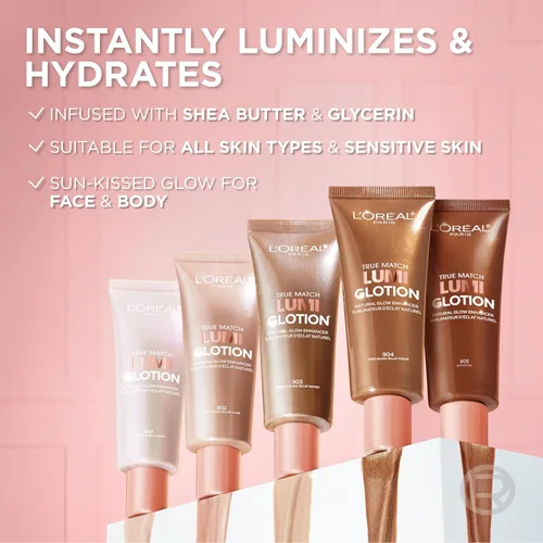 Miniatura 6 de L'Oréal Paris Maquillaje True Match Lumi Glotion, Potenciador de brillo natural, Iluminador resaltador, Gotas bronceadoras para un brillo bañado por