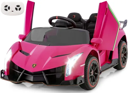 Miniatura 11 de INFANS Auto a batería para niños de 2 plazas, 12V 4WD con licencia Lamborghini Veneno con puertas hidráulicas, modo de balanceo, velocidades Blanco