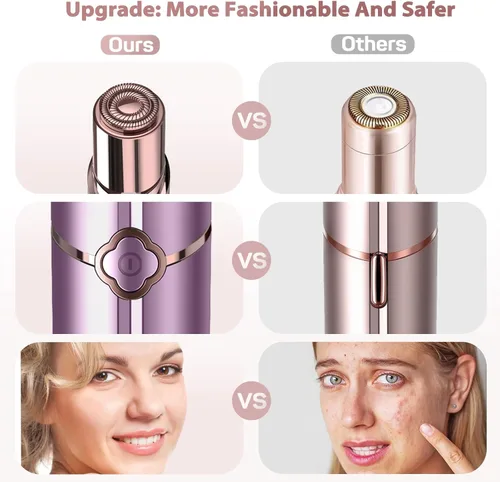 Miniatura 6 de Depilación facial para mujeres, removedor de vello facial eléctrico sin dolor para cara, labios, barbilla con 2 cabezales de repuesto Púrpura+2