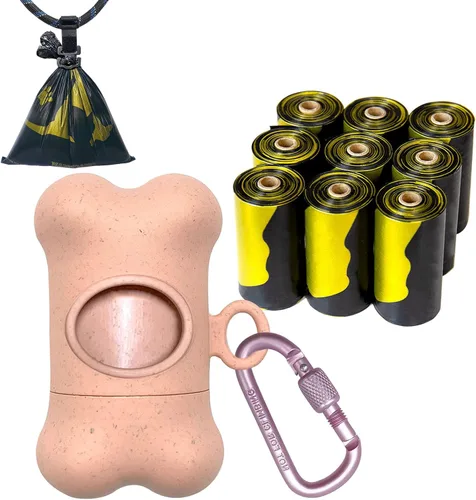 Miniatura 8 de Soporte para bolsa de excremento de perro en forma de hueso para correa Dispensador con 15 bolsas de basura resistentes a fugas y clip de Trigo