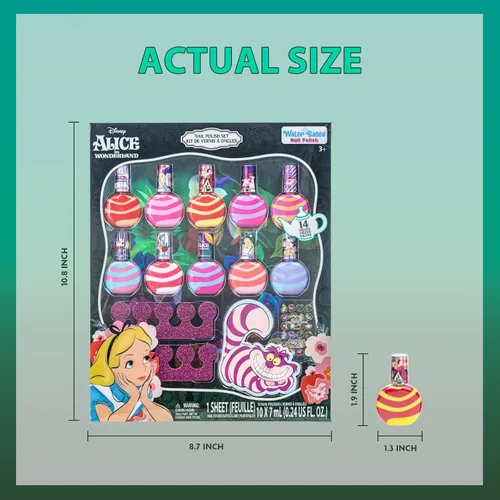 Miniatura 4 de Set de esmalte de uñas Townley Girl Alicia en el País de las Maravillas de 10 piezas, a base de agua, removible con colores brillantes, brillantes