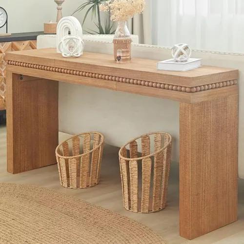 Miniatura 10 de Mesa consola de madera de 59 pulgadas para entrada, moderna mesa de sofá detrás del sofá con mesa espaciosa, mesas de sofá de granja para sala