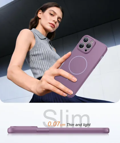 Miniatura 868 de FNTCASE Funda para iPhone 17 Pro: Fundas delgadas translúcidas de color azul claro compatibles con MagSafe, protección completa de la cámara