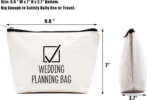 Miniatura 2 de LIBIHUA Bolsa de maquillaje para mujer, bolsa de cosméticos regalos para ella, bolsa de viaje femenina, Beige, 253-wedding Bolsa de planificación