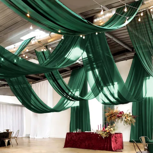 Miniatura 19 de 6 paneles de cortinas blancas para techo de boda, cortinas de techo de 5 x 10 pies, cortinas de tela transparente para arco de boda, cortinas