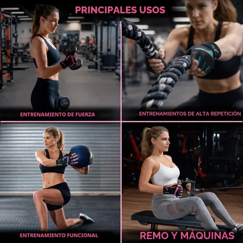 Miniatura 7 de MhIL Guantes de entrenamiento para mujer – Guantes de gimnasio transpirables para mujer con protección de palma y agarre mejorado – Guantes Rosado