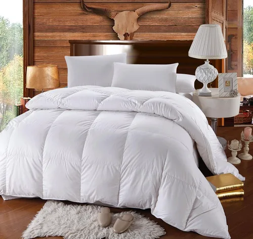 Miniatura 3 de Juego de ropa de cama con cobertor de 500 hilos, 100 % de algodón, 750 plumas (blanco sólido), Algodón, Blanco, King