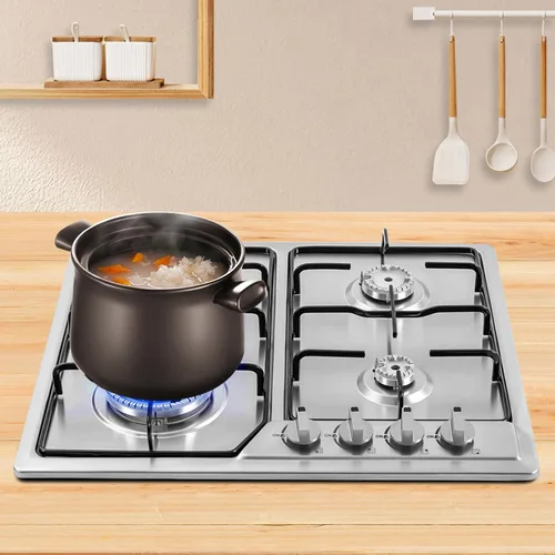Miniatura 8 de Placa de cocina de gas, 4 quemadores, estufa de gas de alta eficiencia, estufa de gas de acero inoxidable, estufa de gas natural integrada de 22