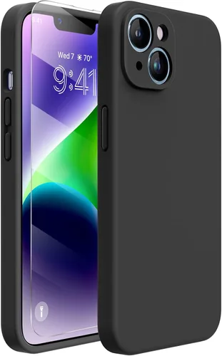 Miniatura 165 de Miracase Funda diseñada para iPhone 13, con protector de pantalla de vidrio templado, forro de microfibra suave antiarañazos, funda de goma