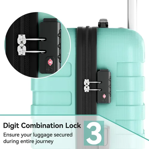 Miniatura 3 de 202428inch Equipaje Sets Durable Maleta Sets con Doble Spinner Ruedas TSA Lock, verde (C-Mint Green)