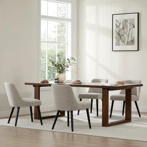 Miniatura 12 de CHITA Mid-Century Modern Dining Chair, Upholstered Fabric Accent Chair for Dining Room, Set of 6, Beige Niebla en tejido contemporáneo