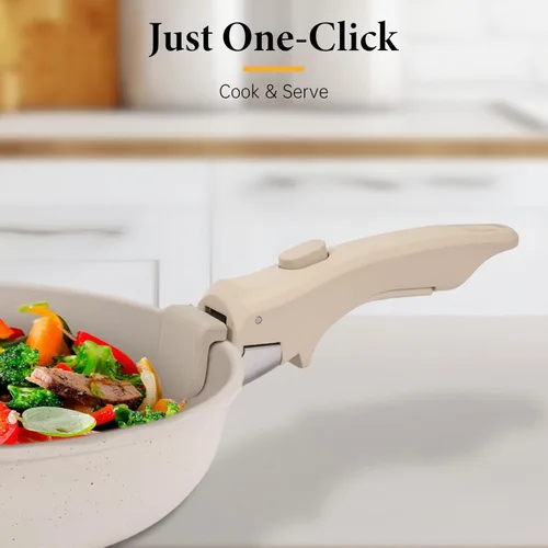 Miniatura 2 de Mango extraíble para olla, mango universal, repuesto para ollas y sartenes, se adapta a todos los utensilios de cocina, incluye soporte para Beige