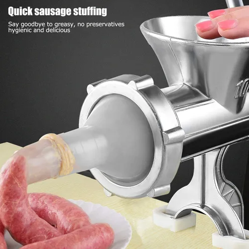 Miniatura 3 de Picadora de carne, máquina de picar manual de aleación de aluminio para el hogar, picadora de carne de salchicha, moledora de pimienta con tubo