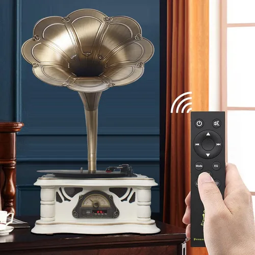 Miniatura 4 de Reproductor de Discos Gramófono Vintage, Fonógrafo Retro de Vinilo, Tocadiscos de Vinilo con Cuerno para DJ, Reproductor de Gramófono Decorativo