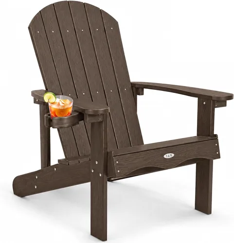 Miniatura 14 de Y&M Adirondack - Silla negra para hoguera, sillas de patio al aire libre con soporte para tazas, resistentes a la intemperie, sillas de patio