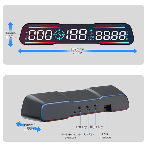 Miniatura 6 de Velocímetro digital GPS pantalla universal para coche, pantalla LCD grande, indicador HUD con velocidad MPH, alerta de conducción fatigada, alarma