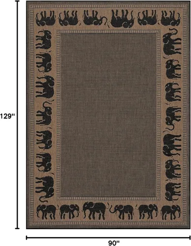 Miniatura 3 de Couristan Recife - Alfombra de área para interiores y exteriores, 7 pies 6 pulgadas x 10 pies 9 pulgadas, color negro cacao, alfombra duradera