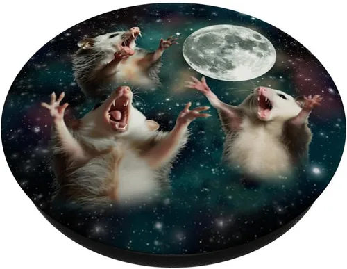 Miniatura 2 de Three Opposum Moon 3 Zarigüeya Luna muerta Extraño Meme maldito PopSockets PopGrip estándar