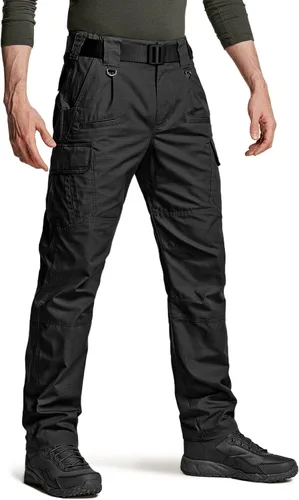 CQR Pantalones tácticos tipo cargo para hombre, tejido ripstop, resistentes al agua, ligeros, EDC para artículos de uso diario, para trabajo,