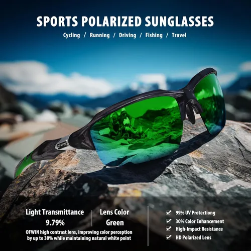 Miniatura 3 de Gafas de sol deportivas polarizadas para hombres y mujeres, envolventes alrededor de medio marco, ciclismo, pesca, ciclismo, correr, gafas de sol