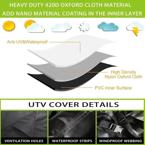 Miniatura 3 de UTV Cover for CFMoto UForce LTD 2011-2018, Heavy Duty All Weather UTV Storage Cover Dust Snow Rain Protection, Outdoor & Indoor Fit for Most UTV