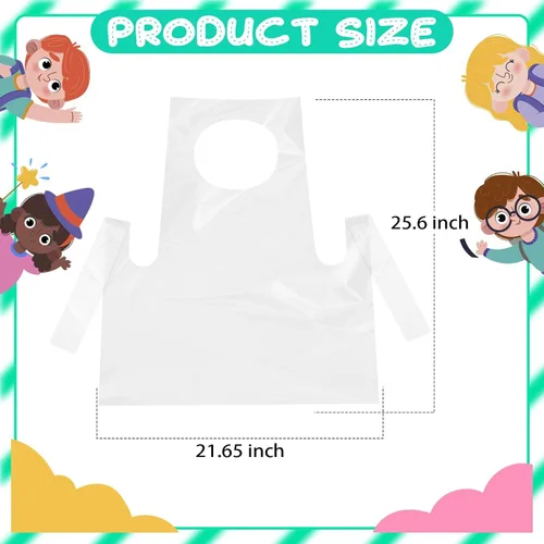 Miniatura 2 de Delantales desechables para niños, delantales de plástico transparente para niños, desechables, impermeables, para pintar, cocinar, 4-12