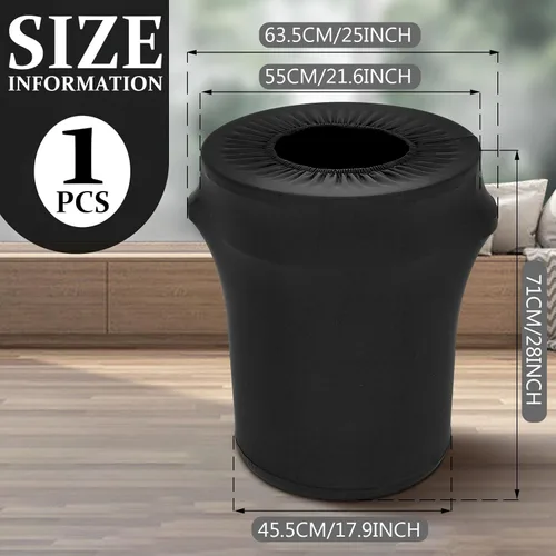 Miniatura 2 de Tanlade Cubierta elástica para cubo de basura de 32 galones, contenedor de residuos de spandex para exteriores, negro, 1 unidad