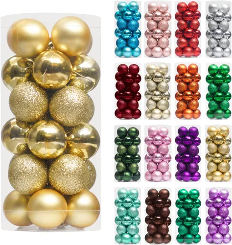 Miniatura 49 de XmasExp - Juego de 24 adornos de bola de Navidad mini irrompibles, adornos para árbol de Navidad, bolas de árbol de Navidad de 30 mm/1.18 pulgadas